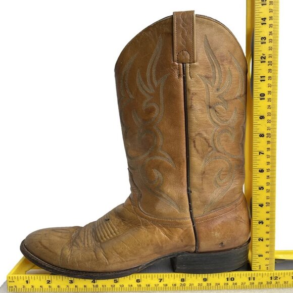 Vintage J. Chisholm Marbled Deerskin Leather Western Cowboy Boots Men's 9 D - Picture 9 of 11
